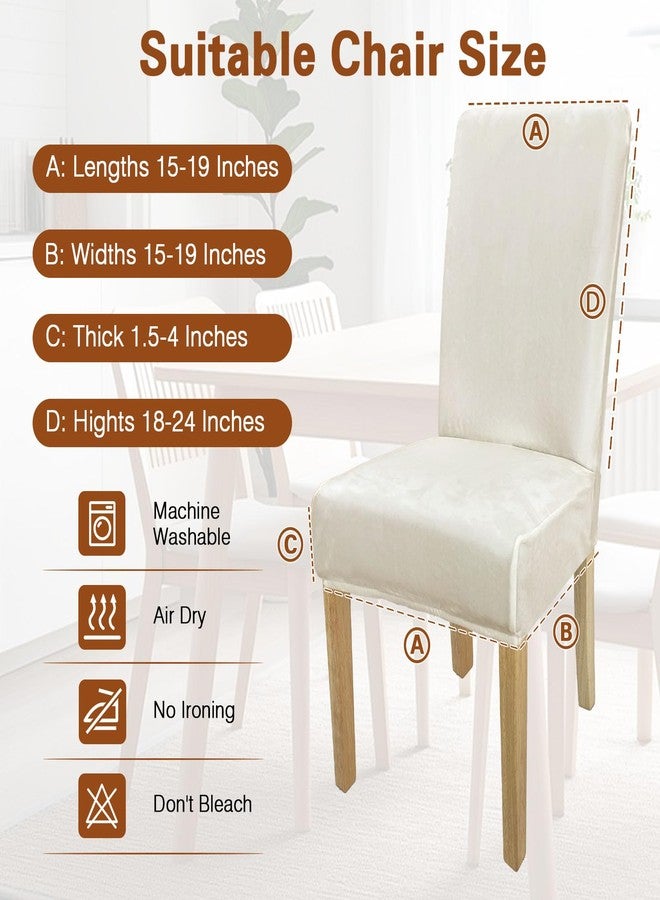 WUSOUPU Velvet Dining Room Chair Cover Stretch Thicker Dining Chair Covers Set of 4, Removable & Soft Velvet Kitchen Chairs Covers Washable Parsons Chairs Slipcover for Kitchen Room (Beige, 4PCS) - Image 5